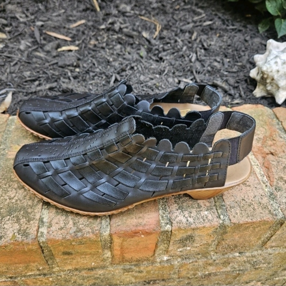 Reiker Sina Womens Black Woven Leather Sandals Size 41/US 9.5 - Picture 2 of 8